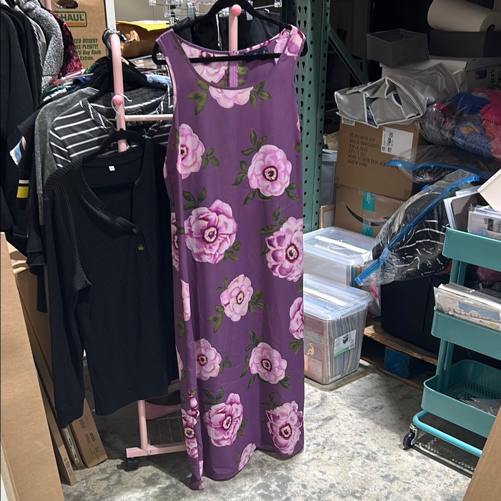 Hillard & Hanson Purple Maxi Sundress Sleeveless Scoop Neck